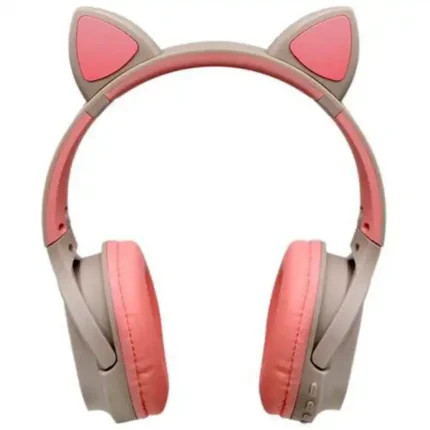 عکس هدفون بلوتوثی گوش گربه ای طوسی صورتی سرمه ای مدل Cat Ear VZV-380m