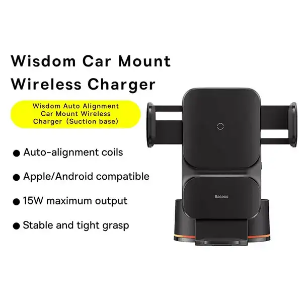 پایه نگهدارنده موبایل و شارژر وایرلس بیسوس baseus CGZX000101 QI Car Mount Wireless Charger