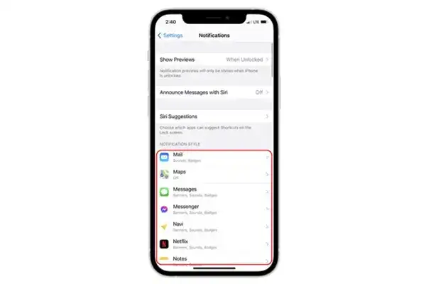 غیرفعال کردن app specific notifications برای شارژ بهینه گوشی آیفون