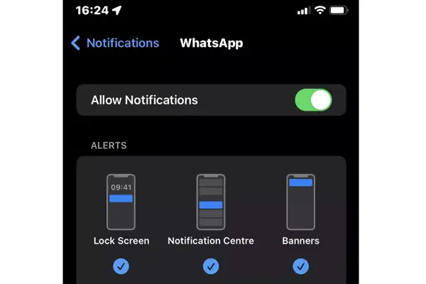 فعالسازی whatsapp notification در گوشی اپل برای اتصال به اپل واچ