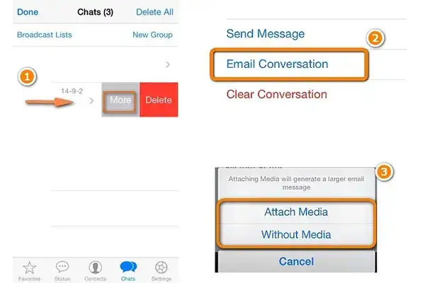انتقال واتس اپ از آیفون به آیفون با Email Chat
