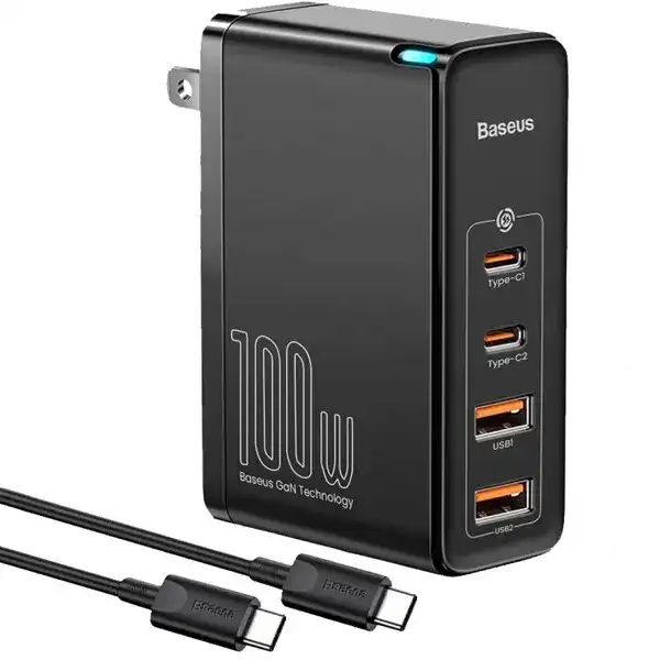 شارژر دیواری بیسوس مدل GaN2 Pro 100W به همراه کابل تبدیل USB-C