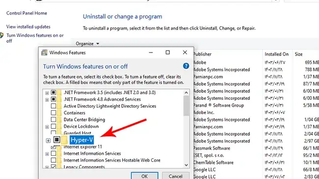  فعال کردن Hyper-V در ویندوز 10