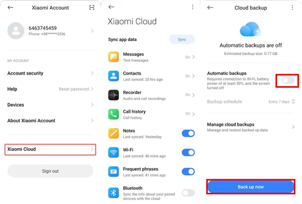 پشتیبان گیری از گوشی شیائومی با Xiaomi Cloud