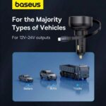 شارژر فندکی با کابل آیفونی جمع شونده 55 وات بیسوس Baseus Enjoyment Pro Car Charger CCTXP-CL