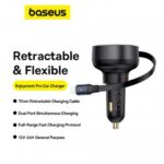 شارژر فندکی با کابل آیفونی جمع شونده 55 وات بیسوس Baseus Enjoyment Pro Car Charger CCTXP-CL