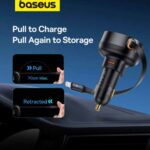 شارژر فندکی با کابل آیفونی جمع شونده 55 وات بیسوس Baseus Enjoyment Pro Car Charger CCTXP-CL