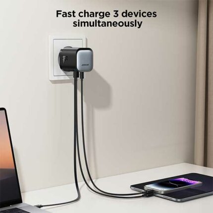 آداپتور با کابل متصل تایپ سی Joyroom GaN 65w Charger JR-TCL02EU