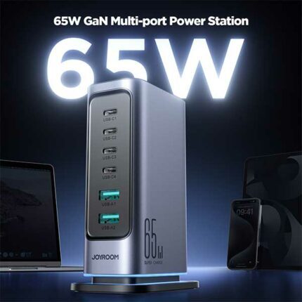 شارژر 6 پورت Joyroom GaN 65W Multi-Port Power Station JR-TCM02