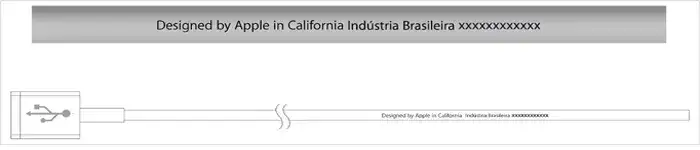 Lightning cable Designed by Apple in California assembled in Industria Brasileira