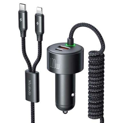 شارژر فندکی 120 وات با دو کابل متصل مک دودو Mcdodo 4 in 1 car charger CC-0370