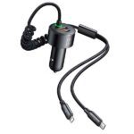 شارژر فندکی 120 وات با دو کابل متصل مک دودو Mcdodo 4 in 1 car charger CC-0370