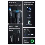 شارژر فندکی 120 وات با دو کابل متصل مک دودو Mcdodo 4 in 1 car charger CC-0370