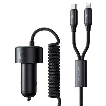 شارژر فندکی 120 وات با دو کابل متصل مک دودو Mcdodo 4 in 1 car charger CC-0370