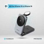 شارژر وایرلس 3 کاره پاورولوژی Powerology Qi2 Fast Charging Multi-Device PWCUQC033