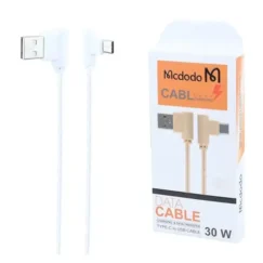 کابل شارژ تایپ سی 30 وات مک دودو Highcopy دو سر L طول 1 متر