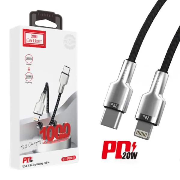کابل فست شارژ لایتنینگ Earldom EC-PD01i